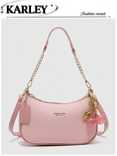 Bolso de hombro/bandolera de 2025 de nueva moda, clásico y versátil, con gráfico de letras, de unicolor, de tela impermeable de PU, adecuado para compras, plegable