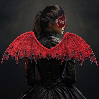 Devil Costume Set, Demon Wings With Facewear Halloween Cosplay Costume For Women Men