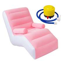 Inflatable Lazy Sofa Chair With Armrests Foldable Lounge Chair For Home Camping - Pink - View 2