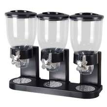 Triple Food Dispenser 6L Countertop Dry Food Dispenser Cereal Container Dispenser - Black - View 2