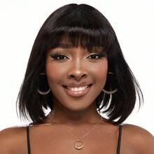 200 Density 34inch Wigs Human Hair Long Straight Wig With Bangs Peruvian Hair Wigs Glueless Machine Made Wig Silky Straight Human Hair Bang Wigs Machine Made For Women, Versatile Style For All Ethnicities - Natural Color - View 18