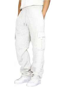 Men's Casual Cargo Sweatpants With Drawstring For Hiking - White - View 1