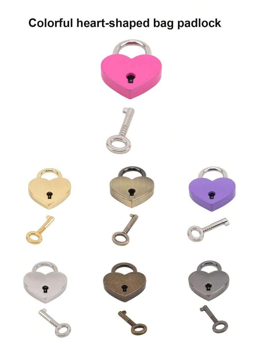 Vintage Mini Personalized Heart-Shaped Padlock With Key, Travel Luggage, Diary, Cabinet, Couple Lock Set