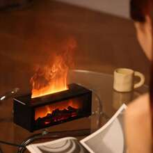 Fireplace Aroma Diffuser, Household Essential Oil Air Purifier, Cold Mist Humidifier, USB Flame Aroma Diffuser,Black / White - 黑色 - 查看 8