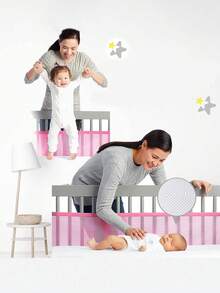 2pcs Solid Color Breathable Mesh Baby Crib Liner Bumper Love Valentine - Pink - View 7