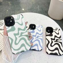 DDesigned For IPhone 12 Phone Case Soft PU Leather TPU And Cute Art Wavy Painted For Women Girls Slim Protective Shockproof Compatible With IPhone Case Green IPhone 12 7001 - 綠色 - 查看 3