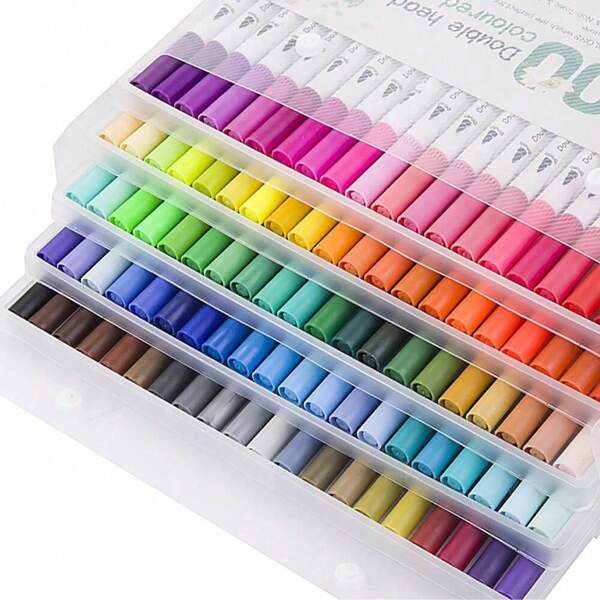 12/36/100 Colors Watercolor Brush Pens Set Markers Double Head Brush Drawing Aesthetic Professional Manga School Office Art Supplies Stationery