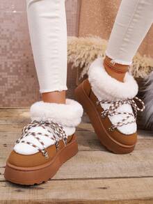 Sandalias de plataforma para mujer - Botas de nieve cálidas y duraderas para exteriores con suela antideslizante y cómoda, pantuflas de invierno con suelas planas reforzadas