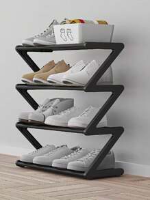 1 Pieza Estantería para Zapatos con Diseño en Z de 4 Niveles, Ensamblaje Fácil sin Herramientas, Instalación Sencilla, Adecuado para Entrada/Pasillo/Dormitorio/Baño, Diseño de Pie Ahorrador de Espacio, Estantería para Almacenamiento de Zapatos, Diseño Apilable, Esencial Multifuncional para el Hogar y Dormitorio, Decoración de Habitación, Estantería para Zapatos, Estante, Almacenamiento de Zapatos, Opciones de Color Negro/Rosa/Blanco, Vuelta al Colegio