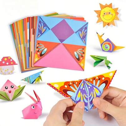 108pcs Origami Craft Set - 54 Unique Designs, Suitable For DIY Handcraft And Educational Activities, Improve Focus, Perfect For Classroom Projects And Party Favors, Ideal Birthday Gift For Children And Adults