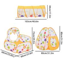 Children's Sunflower Pattern Indoor Ball Pit Tunnel Tent, Convenient For Baby Crawling, Shooting Games, Park Toys House