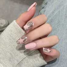 3件套黑白粉星形美甲贴纸爱心美甲饰品自粘滑块银色镀铬凝胶抛光贴花可爱美甲配件 - 彩色 - 查看 6