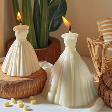 1pc Elegant White Wedding - Silicone Candle Mold For Wedding Dress Styling, Perfect For Making Customized Candles, Gypsum Decorations, Wedding Gifts, Handheld Gifts, Reusable, Easy To Disassemble, Handmade Essential Crafts. - White - View 5