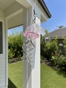 1pc Jellyfish Transparent Metal Arc Romantic Phone Chain Keychain, Suitable For Earphone Case, Phone Pendant, Phone Case Accessories, Gift For Friends