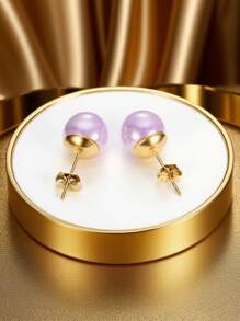 MONALLY 1 对 18K 镀金不锈钢仿珍珠耳钉