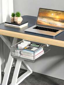 1 包桌下储物抽屉，自粘式滑出隐藏式桌面整理器，9.5 英寸大号和 7 英寸小号耐用 PET 塑料抽屉，适用于办公室、家庭、学习桌和工作区组织配件，易于安装的粘贴式存储解决方案，简约风格可折叠布料储物盒衣柜梳妆台抽屉隔板整理篮，用于内衣胸罩装饰 - 彩色 - 查看 8