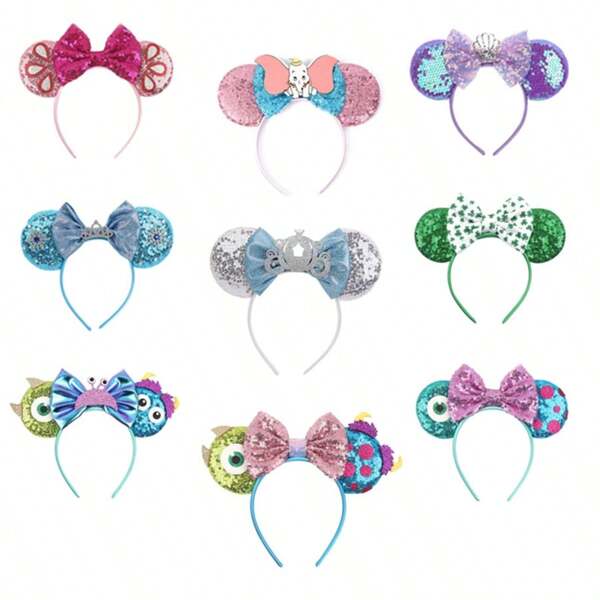 Disney Cute Ear Headband/Hair Band - Monster/Cartoon Castle/Floral/Ear/Crown/Anime Character/Balloon Design, Adorable Nylon Headband/Bowknot, Shiny Fashion Women Headpiece - Decorative, Holiday/Anime Themed Hair Accessories
