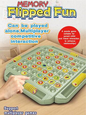 4-Player Flip Flop Memory Match Game, Tabletop Competition Toy, Parent-Child Interactive Game, Focus Training Chess Puzzle Toy