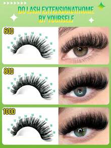 305 Stück Büschel Wimpernverlängerung, D-Locken Flauschige Wimpern, 60D+80D+100D Einzelwimpern, Dicke Wimpernverlängerung, Wimpernverlängerung, D-Locken Einzelwimpern, 9-18mm dünne Wimpern geeignet für Anfänger, Halloween, Weihnachten