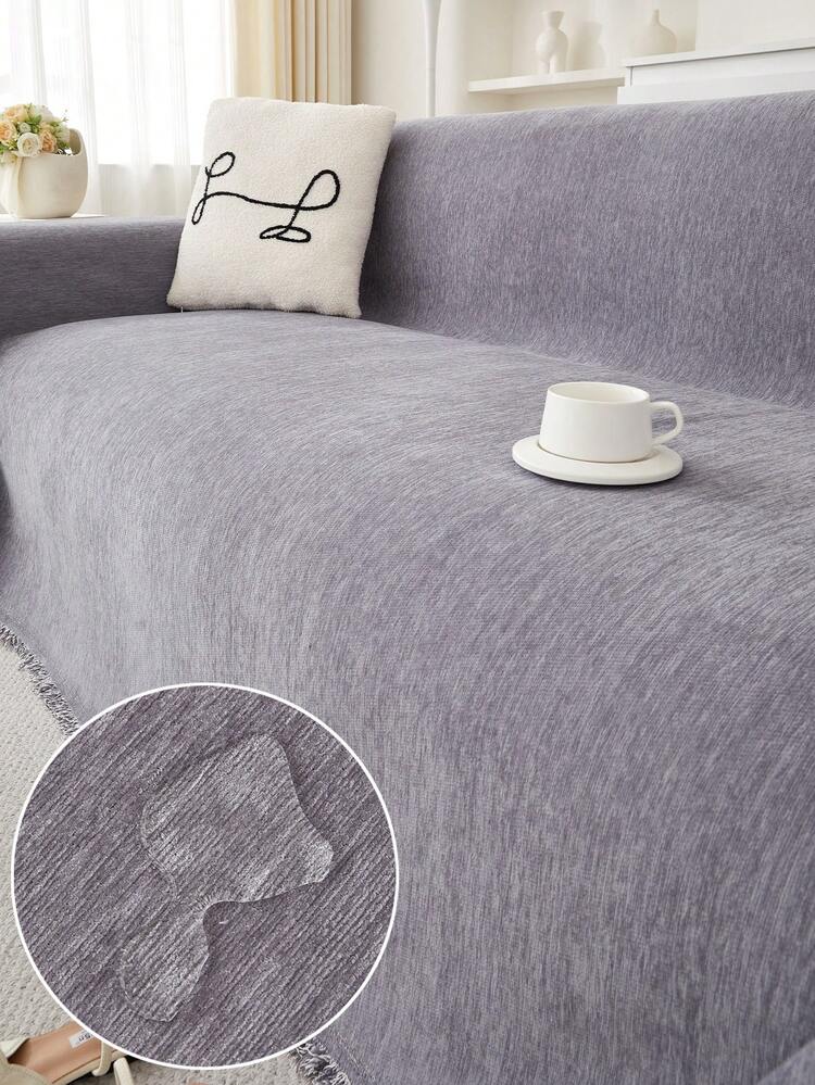 1pc Solid Color Pet Waterproof Sofa Slipcover, Anti-Cat Scratch Sofa Cover, Four Seasons Universal Couch Cover Sofa Towel Furniture Protector For Bedroom Office Living Room Home Decor - 淺灰色 - 查看 1
