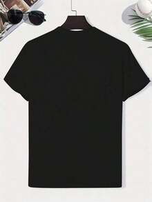 GYM MODE Men's White T-Shirt - Casual & With Dumbbell Graphic, Short Sleeve, Round Neck, Polyester & Spandex Blend, Perfect For Summer Workouts & Casual Attire; Women's Autumn Cotton Loose T-Shirt: Soft Winter Inner Wear Fashion Design, Soft Fabric,  Loose Fit, Hip-Hop Street Style, Unisex, Suitable For Home And Daily Wear - 黑色 - 查看 2