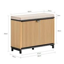 SoBuy Schuhbank Sitzbank mit Stauraum – Schuhregal Schmal mit Klappfach & Sitzfläche – Flur Schuhschrank für 47 EU Größe – Holzoptik, Marmor Schwarz, 113kg Tragkraft, FSR201-N