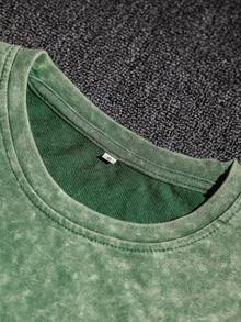 Es Trus Cotton, Bộ đồ mùa hè in họa tiết Hip-Hop "Minh họa chữ cái cổ điển" họa tiết cá nhân hóa đường phố dành cho nữ, Phiên bản Hàn Quốc của trang phục Y2k thời trang cổ điển thoải mái khi đi làm, Phù hợp cho hoạt động giải trí ngoài trời, Bộ đồ hai mảnh áo phông tay ngắn cổ tròn vừa vặn màu xanh lá cây đậm phong cách Punk thông thường - Màu xanh lá cây đậm - Xem 4