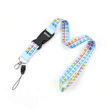 Cordón para llavero con tabla periódica de química, soporte desmontable para tarjeta de identificación con correa de arcoíris, correa para el cuello y teléfono con clip desmontable, adecuado como regalo de Acción de Gracias para maestros, arcoíris - Azul - Ver 10