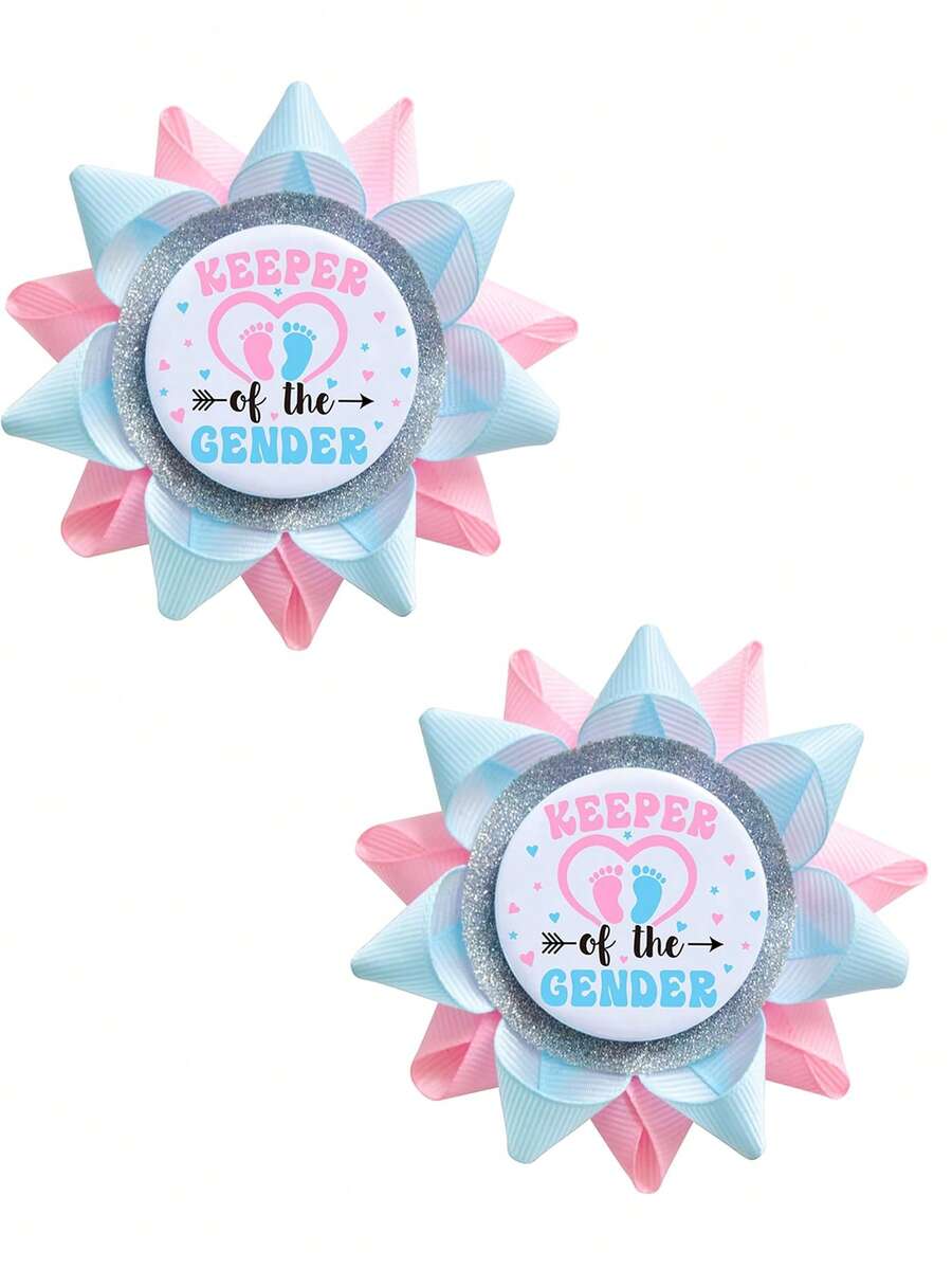 1/2 Gender Reveal Party Pins, Boy Or Girl Gender Reveal Party Brooch, Suitable For Baby Shower - Multicolor - View 1