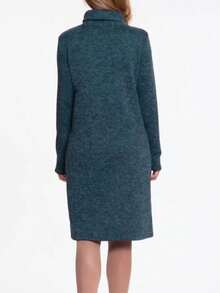 فستان كنزة صوفية أنيق ذو تصميم مناسب مع أكمام طويلة وياقة عالية جديد