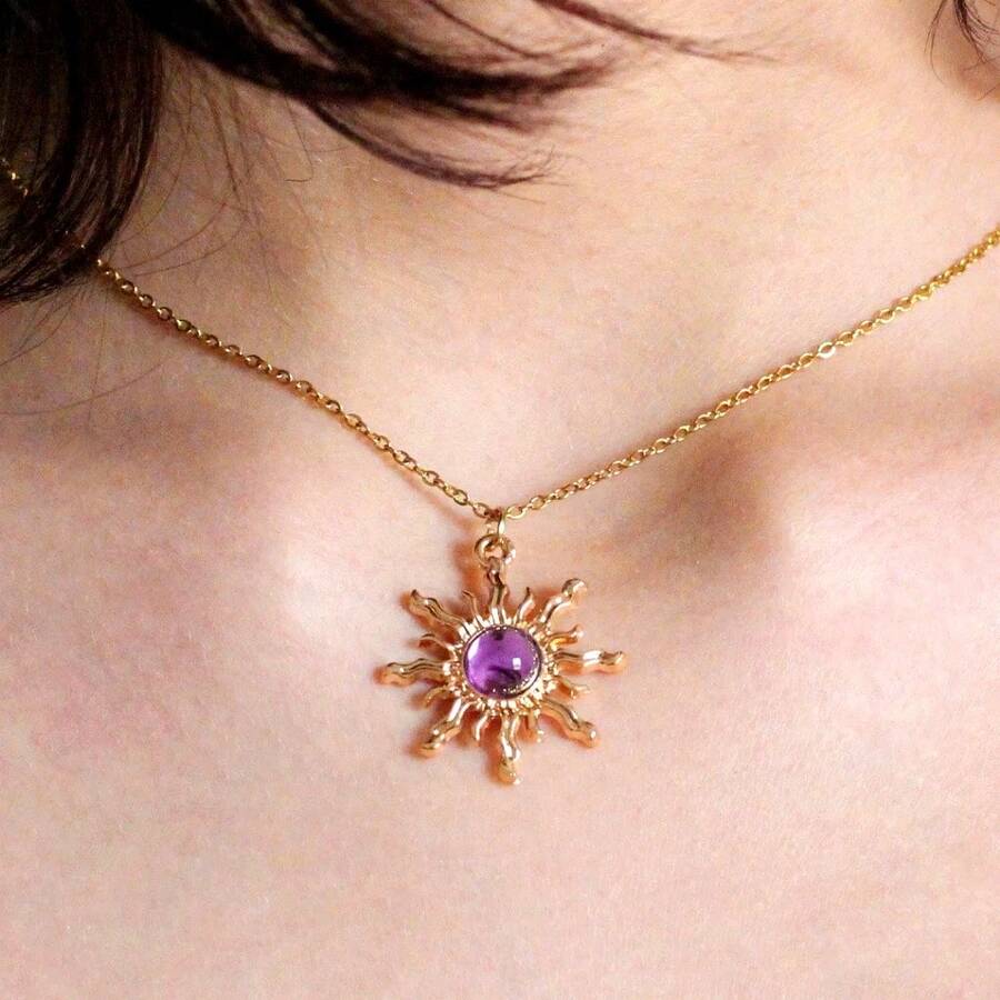 Rapunzel Tangled Necklace – Lilac Sunbeam Pendant | Stainless Steel + Gift Box - Gold - View 1