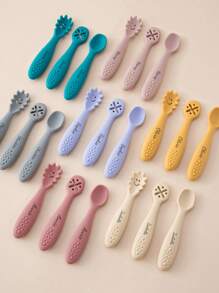 3件套个性化定制硅胶婴儿勺纯色餐具，适合儿童，可定制婴儿辅食配件，适合婴儿派对、家庭装饰、礼物、冬日礼物、返校礼物、冬季礼物创意、男孩女孩情人节礼物，多功能、装饰性、字母、时尚、现代、多彩、可爱、萌、休闲、定制、个性化、独特、定制、儿子、女儿、定制儿童餐具、温馨氛围、儿童、盛大晚会、现代、多彩、可爱