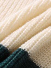 Boys & Teens' Collegiate Style Color Block Striped Half Zip Knit Sweater, Stand Collar Long Sleeve, Suitable For School, Casual Wear, Spring, Autumn, Winter