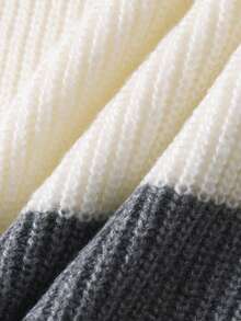 男童学院风条纹针织套头衫，长袖，适合上学、日常穿着、春秋冬