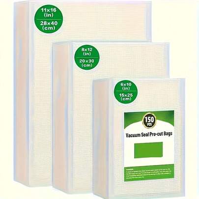 Syntus Vacuum Sealer Bags, 150 Gallon 11" X 16" And Quart 8" X 12" And Pint 6" X 10" Commercial Grade PreCut Bag,  Food Vac Bags For Storage, Meal Prep Or Sous Vide