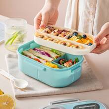 Plastic Lunch Box  Plastic Compartment Bento Box Independent Three-Compartment Vegetable Salad High-Value Lunch Box