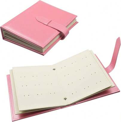 Earring Organizer Book Design Earring Holder Travel Jewelry Storage Tray Holder, Capable To Hold 42 Pairs (White)