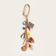 New Fashionable Evil Eye Metal Geometric Heart Pendant Keychain Bag Charm - Boho Chic Accessories For Purse, Keys & Backpack - 米色 - 查看 2