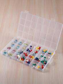 2/1 Pieza de caja de almacenamiento fija y transparente de 28 rejillas, adecuada para joyas con diamantes y cuentas, caja de almacenamiento multifuncional, diseño conveniente, el mejor regalo para madres, amigos, maestros, compañeros de clase, bodas, regalo interesante