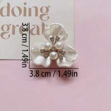 10pcs/20pcs/30pcs/40pcs/50pcs Faux Pearl & Rhinestone Decor, Clover Flower Design, Clothing, Hat, Dress DIY Decorative Buttons - White - View 2