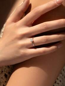 MODIAN Emerald Cut D Color Square Moissanite 925 Sterling Silver Classic Finger Rings For Women Wedding Statement Jewelry - Silver - View 2