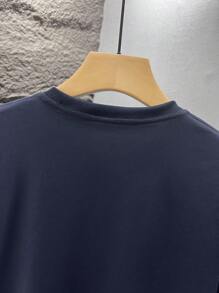 GRDR 男士时尚印花宽松短袖T恤 | 精致设计 | 夏季必备 | 易于搭配，展现您的风格 - 藏蓝色 - 查看 6