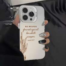 Isaiah 54:17 Christian Quote Aesthetic Phone Case, Compatible With 16, 11, 15, 14, 13, 12 Pro Plus, Black And Silver Shockproof Phone Case, Suitable As A Christian Gift For Men And Women - Black - View 3