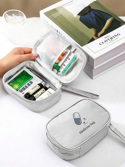 Portable Medicine Storage Bag, Waterproof Large Capacity Travel Essential, Suitable For Home, Car, Outdoor, Camping, Hiking, Can Be Used As Storage Bag, Cosmetic Bag, Travel Organizer, Large Capacity Cosmetic Box, Multi-Purpose