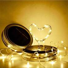 Solar Mason Jar Lid String Lights, 3/6/9/12/30Pack 20 Led 6.6FT String Fairy Star Firefly Jar Lids Lights With Hangers Included (Jars Not Included), For Mason Jar Patio Garden Wedding Lantern - Warm white light - View 3