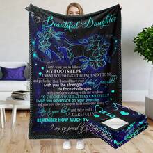 1 Piece Daughter Gift, From Mom, Blanket For My Daughter, Daughter Gift, Gift From Mom To Daughter, Daughter Gift, Daughter Birthday Gift, Daughter Gift For Christmas And Graduation, Daughter Blanket, Local Warehouse, Suitable For Bed, Sofa, Camping And Travel, Durable And Comfortable Decorative Shawl And BlanketCozy Soft Flannel Blanket & Suitable For Birthday Anniversaries, Valentine's Day, Thanksgiving, Christmas, Halloween, Wedding, New Year Gifts Provide Personalized Ideal Gifts For Her, Him, Family Members, Boyfriends, Girlfriends, Fathers, Family Members, Mothers, Lovers, Daughters, Sons, Grandfathers, Grandmothers, Friends, Classmates And Pets. Sofa, Bed, Car, Bedroom, Living Room, Office, Outdoor Camping, Beach, Wall Decoration, Bedroom Decor, Halloween Blanket, Fall Decor, Fall Decorations For Home, Christmas Party Theme Blanket, Christmas Decor, Office Decoration - 彩色 - 查看 1