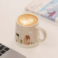 1 pieza Taza de café navideña, taza de cerámica para beber, taza de agua de cerámica de gran capacidad para uso doméstico