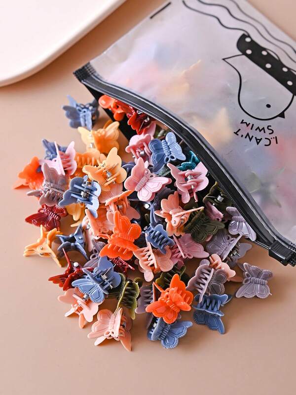 30 piezas de pinzas para el cabello con mariposas vintage en rosa y azul, pinzas de princesa lindas y sencillas para la coleta