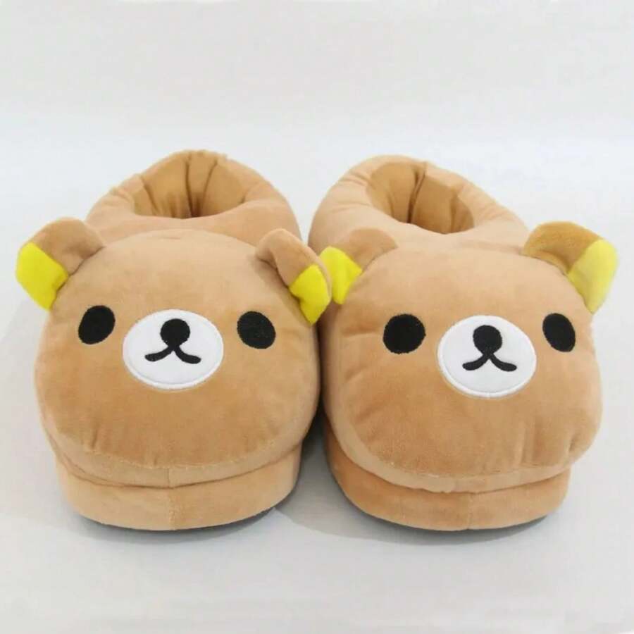 Luxury Winter Bear Cotton Ladies Slippers House Home Cartoon Cute Bear Home Indoor Couple Female Warm Indoor Slipper Casual - A - 查看 1