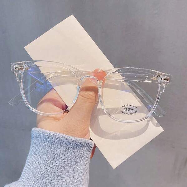 1pc Round Optical Eyeglasses Anti Blue-Ray Transparent Computer Glasses Frame For Men And Women To Block Light Clear Glasses Accessories.Fashionable And Versatile,Light Weight,Protective Eyewear,Showing A Smaller Face.